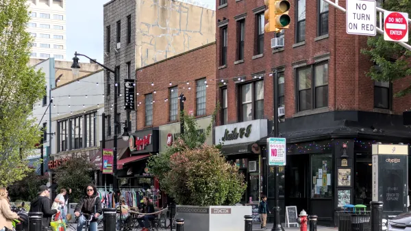 Street scene in Jersey City, New Jersey.