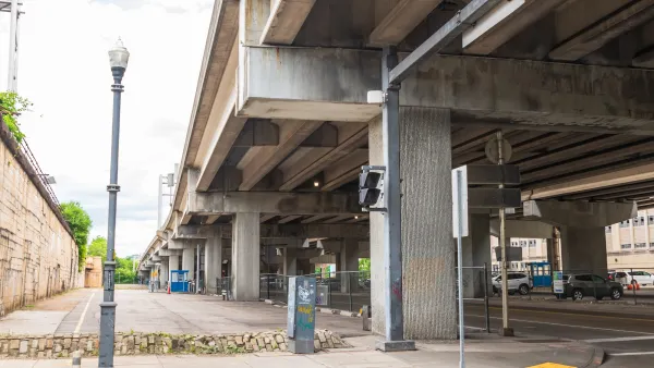 Vacant freeway underpass.
