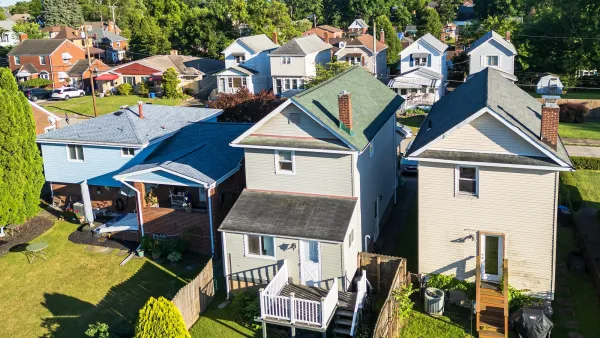Two-story homes in residential neighborhood in Pittsburgh, Pennsylvania.