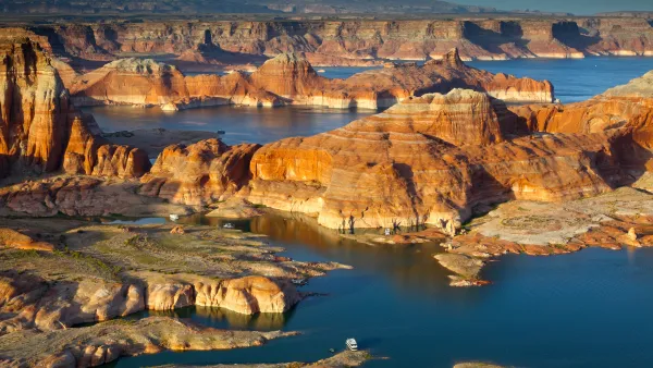 An aerial photo of Lake Powell. 