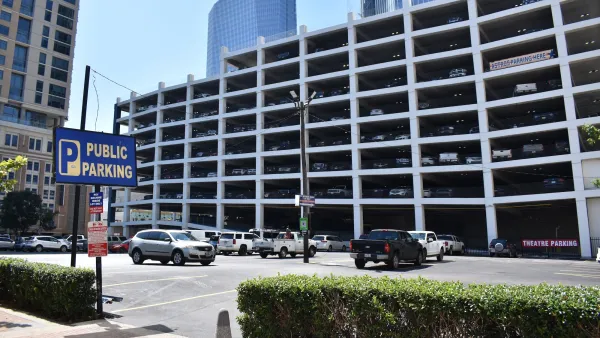 Large garage in downtown Houston, Texas.