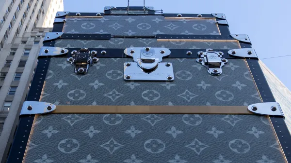 Giant Louis Vuitton "trunk" facade on NYC LV store.