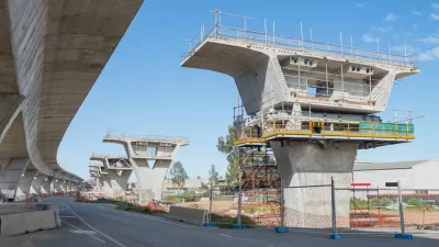 Elevated freeway under construction