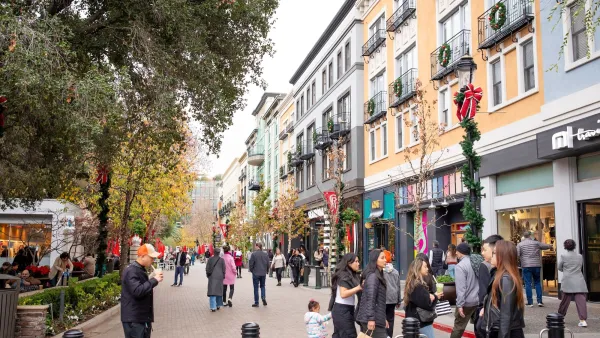 Busy pedestrian street in San Jose, California.
