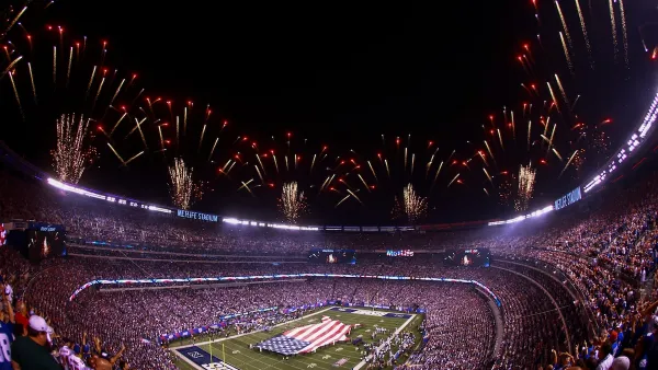 Full soccer stadium during nighttime game in New Jersey.