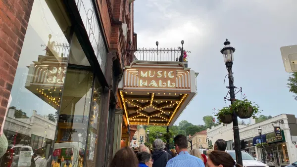 Crowds in front of a theater