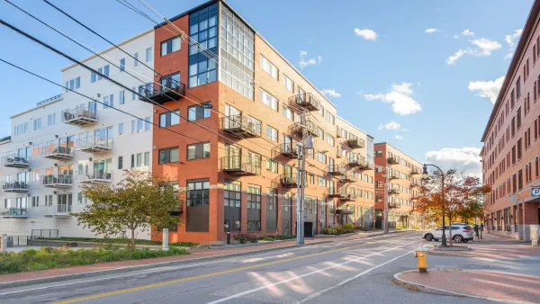 Modern mid-rise apartment building in Portland, Maine.
