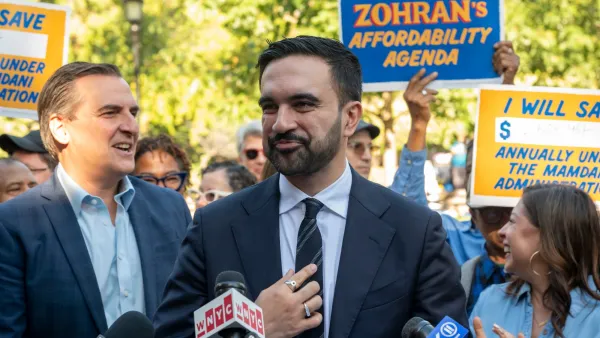 New York City Mayor Zohran Mamdani at an outdoor campaign speech.