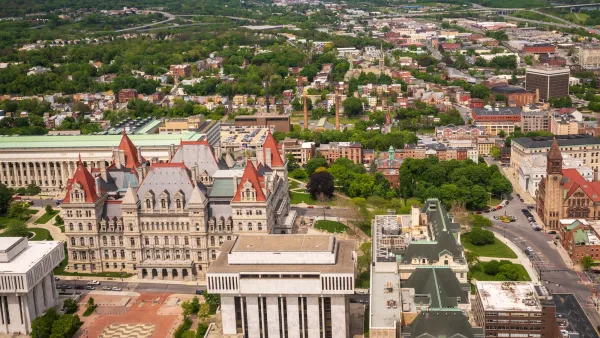 Aerial of downtown Albany, New York.