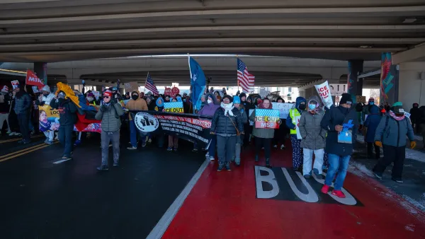 People protesting ICE presence in Minneapolis in January 2026.