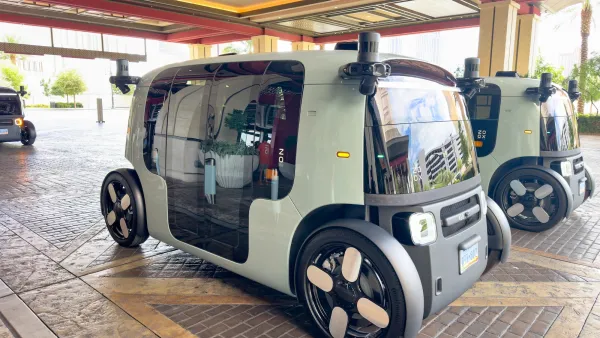 Zoox purpose-built robotaxi vehicles in Las Vegas, Nevada.