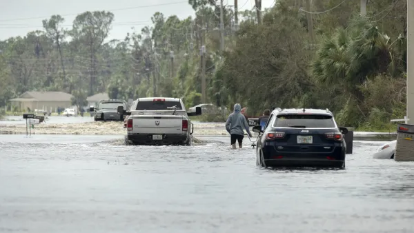 A car in flood water