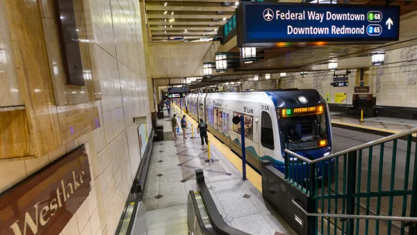 Underground train station in Seattle, Washington.