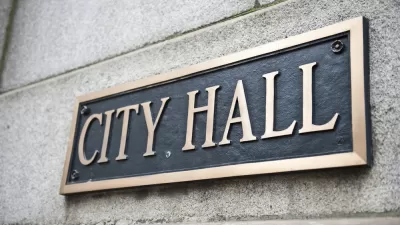 Plaque with City Hall engraved
