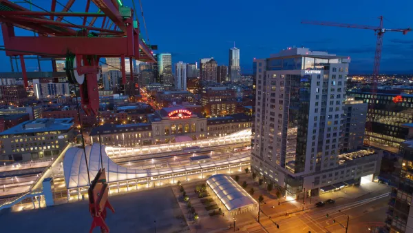 Image of transit oriented development around Union Station in Denver.