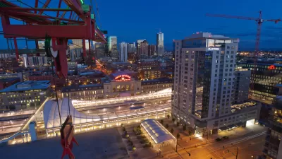 Image of transit oriented development around Union Station in Denver.