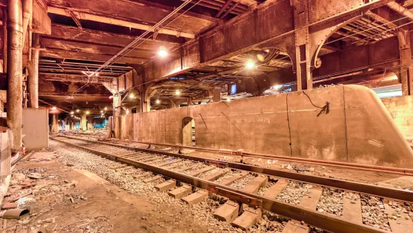 Underground train tunnel at Grand Central Station, New York City.