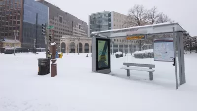 Snowy Washington, D.C. bus stop