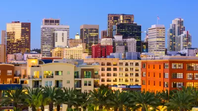 San Diego skyline and apartment buildings