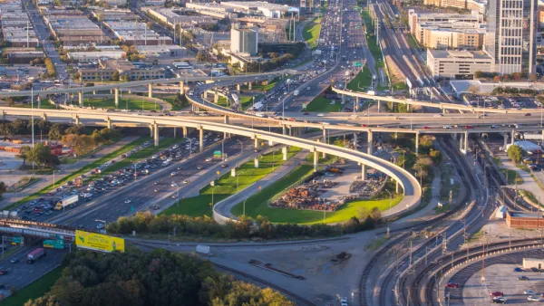Aerial view of Dallas freeways