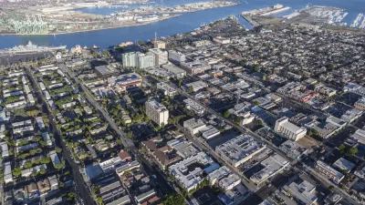 Aerial view of port community of San Pedro, California