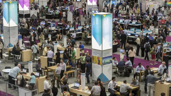 A crowded conference floor