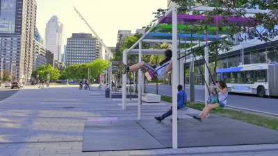 urban swing art piece in montreal