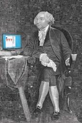 John Adams, with a notebook