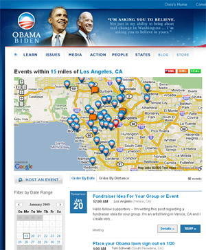 Image from event screen on my.barackobama.com website