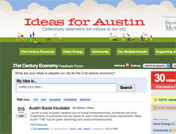 Screenshot from 'Ideas for Austin' website on UserVoice