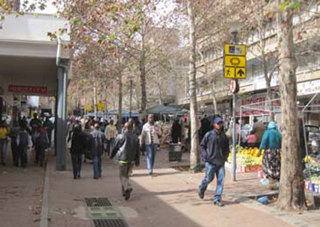 Pedestrianized area on Kerk Street, Johannesburg CBD Pedestrianized area on Kerk Street, Johannesburg CBD