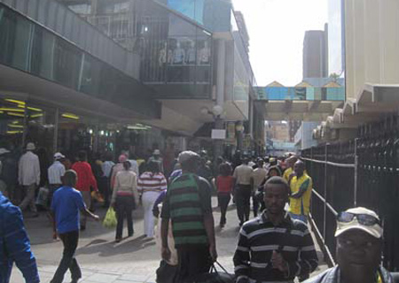 Pedestrianized mall on Small Street in Johannesburg CBD Pedestrianized mall on Small Street in Johannesburg CBD