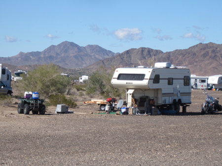 Another campsite, with other recreational vehicles parked nearby.