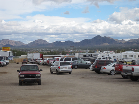 Hundreds of thousands drive into Quartzsite for swap meets and shows during the town's high season.